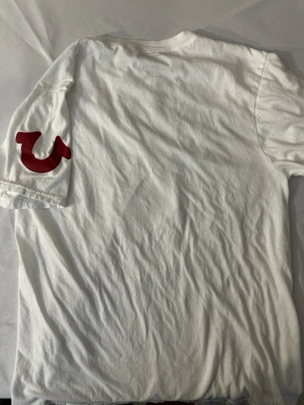 True‎ Religion White Crewneck Tee with Black Logo Print